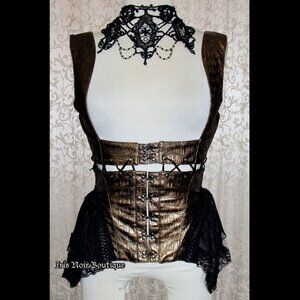 RQ-BL Gothic Lolita Steampunk Victorian Transformer Corset Harness Brown L